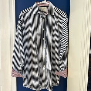 NWOT Hawes & Curtis 100% Cotton Striped St James Slim Fit Long Sleeve Shirt